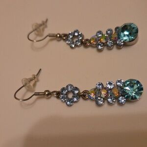 Elegant Multi Tone Blue Crystal Drop Earrings